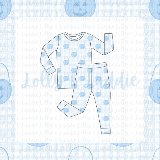 Pumpkin Pail Parade (Blue) - Kid (Pant Set) (READY-TO-SHIP)