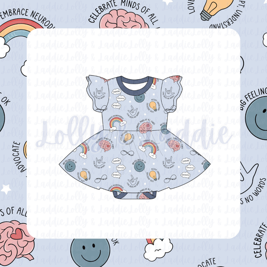 Minds Of All Kinds - Short Sleeve Twirl Dress with Bodysuit (READY-TO-SHIP)
