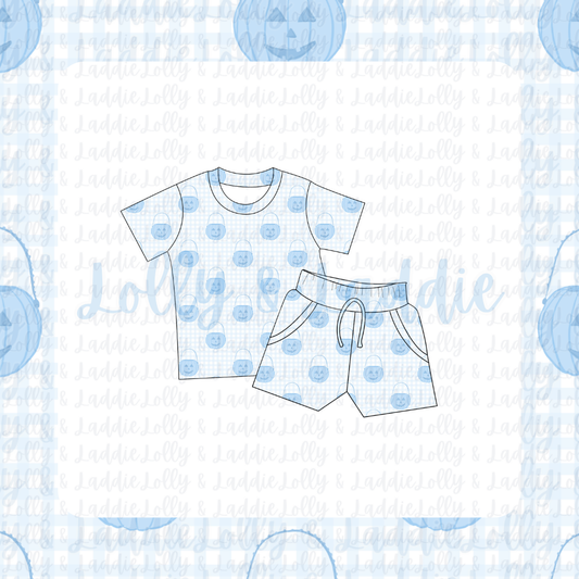 Pumpkin Pail Parade (Blue) - Kid (Short Sleeve Play Set) (READY-TO-SHIP)