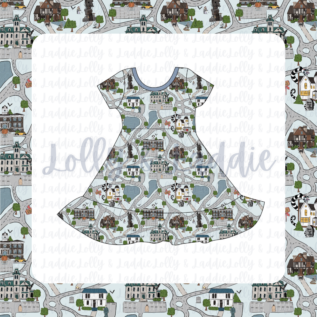 Neighborghouls - Short Sleeve Twirl Dress (PRE-ORDER)