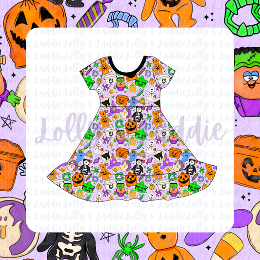 Halloween Time Capsule - Short Sleeve Twirl Dress (READY-TO-SHIP)