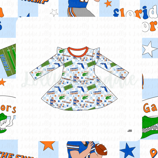 Swamp Squad - Long Sleeve Twirl Dress (READY-TO-SHIP)