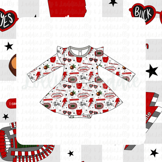 Go Bucks! - Long Sleeve Twirl Dress with Bodysuit (READY-TO-SHIP)