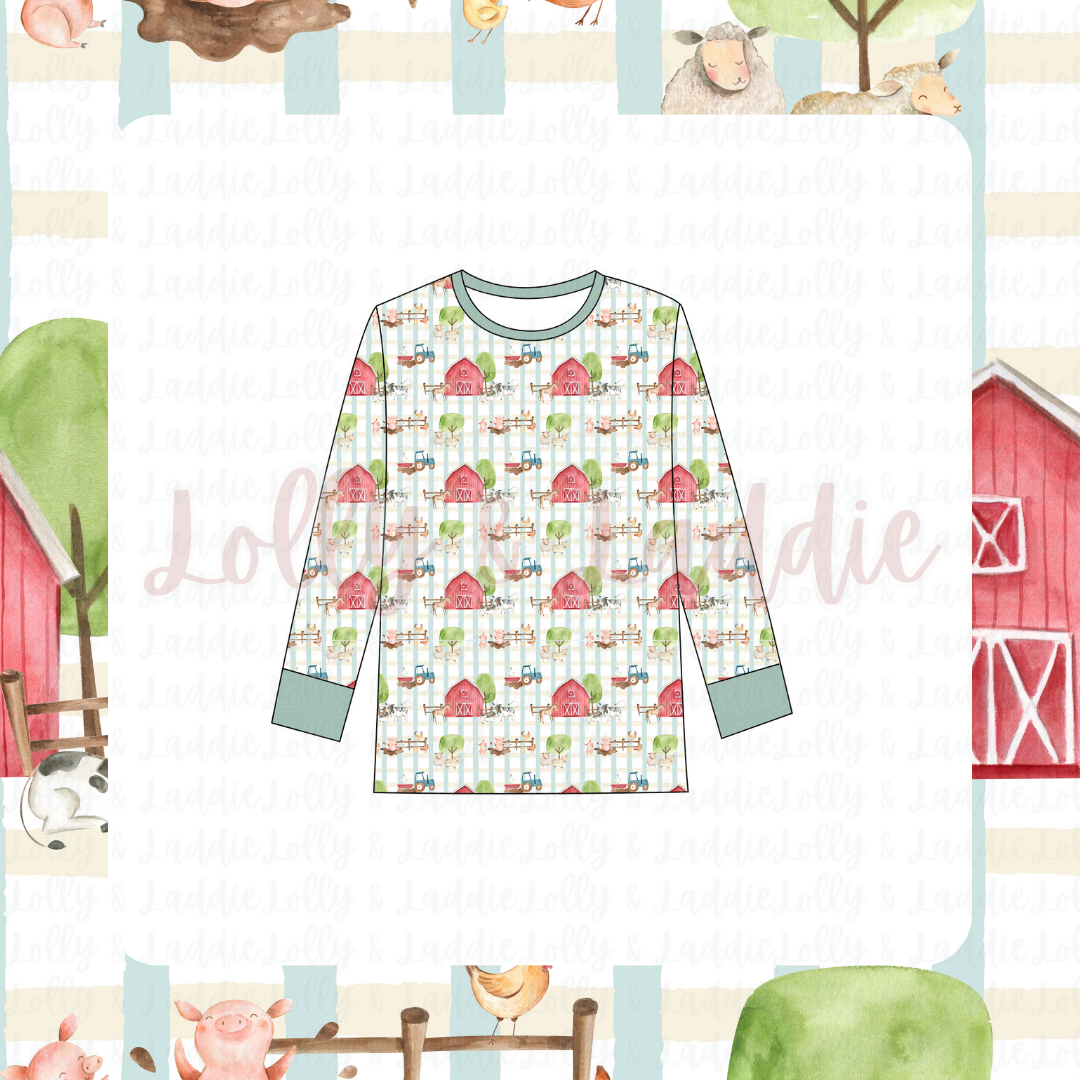Little Red Barn - Adult (Pajama Top) (READY-TO-SHIP)