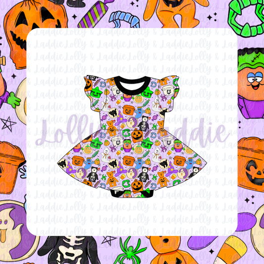 Halloween Time Capsule - Short Sleeve Twirl Dress with Bodysuit (READY-TO-SHIP)