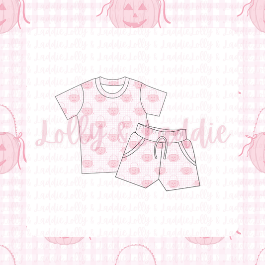 Pumpkin Pail Parade (Pink) - Kid (Short Sleeve Play Set) (READY-TO-SHIP)