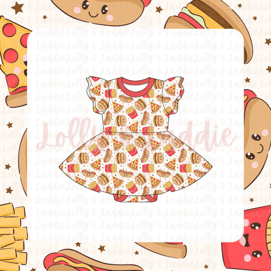 Little Foodies - Short Sleeve Twirl Dress with Bodysuit (READY-TO-SHIP)