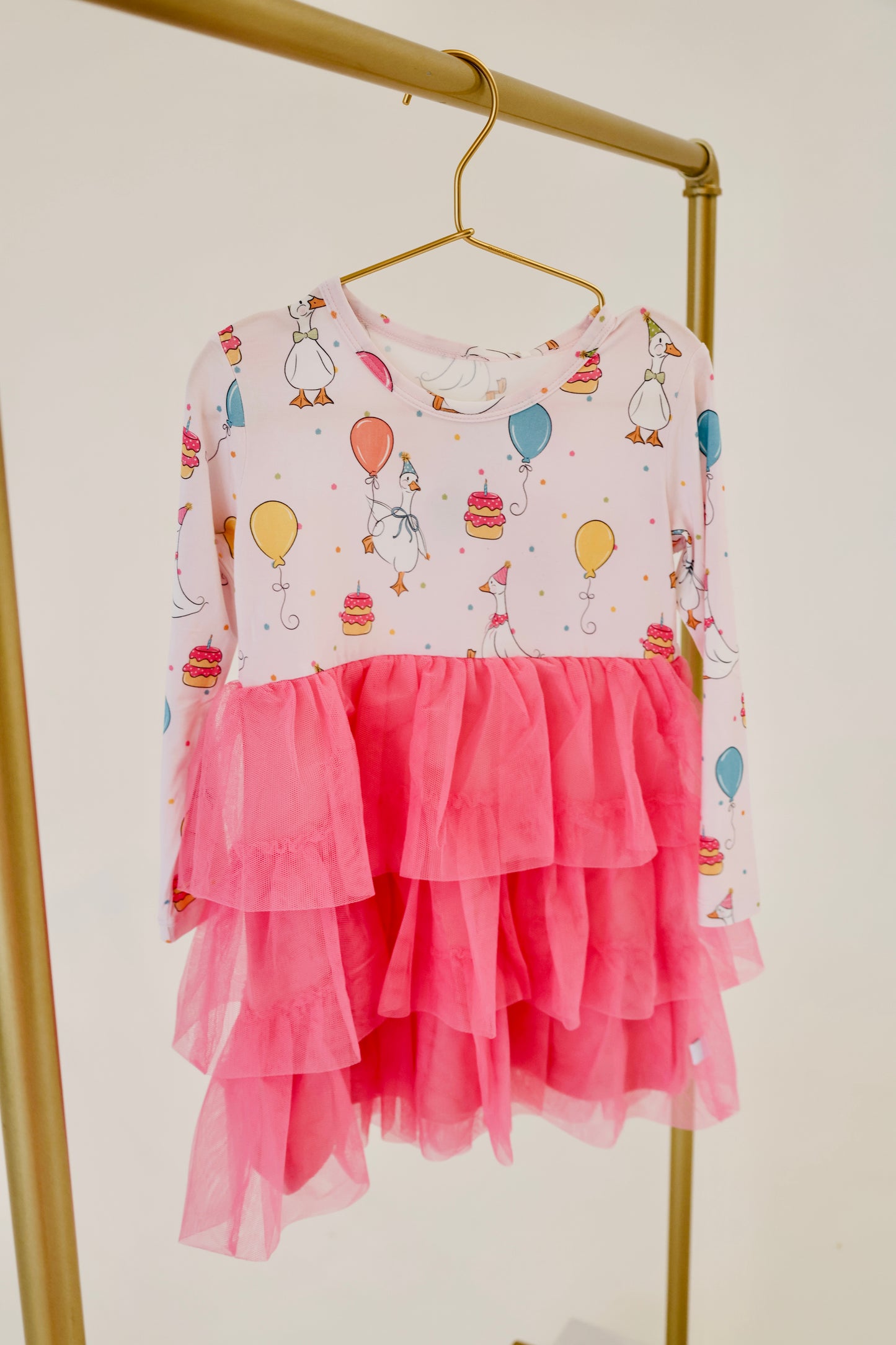 Flappy Birthday (Pink) - Long Sleeve Tutu Dress (READY-TO-SHIP)