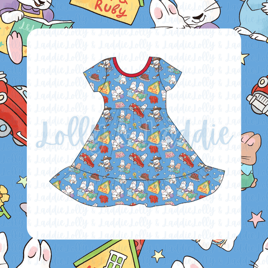 Bunny Business - Short Sleeve Twirl Dress (PRE-ORDER)
