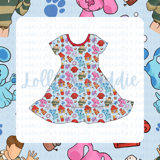 Pawprint Trail - Short Sleeve Twirl Dress (PRE-ORDER)