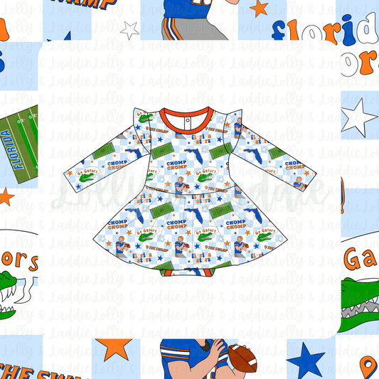 Swamp Squad - Long Sleeve Twirl Dress with Bodysuit (READY-TO-SHIP)