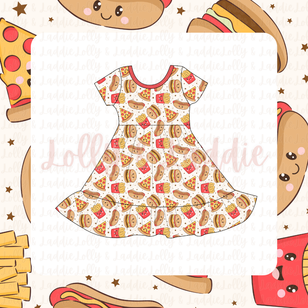 Little Foodies - Short Sleeve Twirl Dress (READY-TO-SHIP)