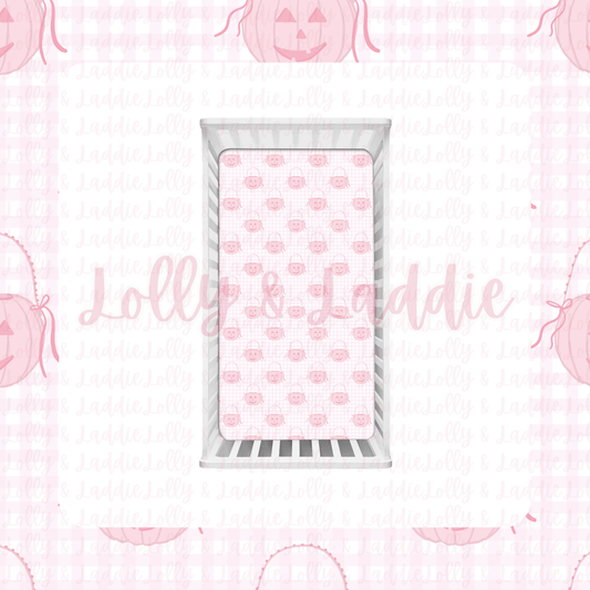 Pumpkin Pail Parade (Pink) - Crib Sheet (READY-TO-SHIP)