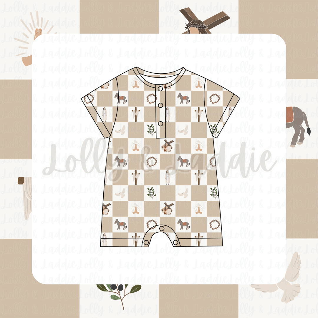 Redeeming Love - Short Sleeve Henley Romper (READY-TO-SHIP)
