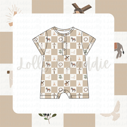 Redeeming Love - Short Sleeve Henley Romper (READY-TO-SHIP)