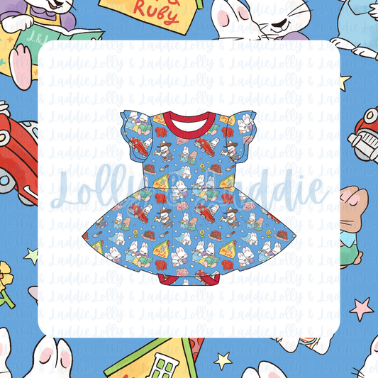 Bunny Business - Short Sleeve Twirl Dress with Bodysuit (PRE-ORDER)