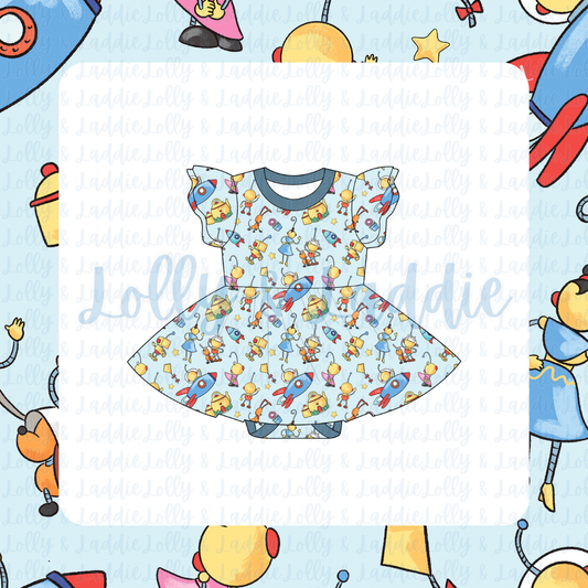 Beep, Boop, & Beyond - Short Sleeve Twirl Dress with Bodysuit (PRE-ORDER)