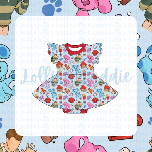 Pawprint Trail - Short Sleeve Twirl Dress with Bodysuit (PRE-ORDER)