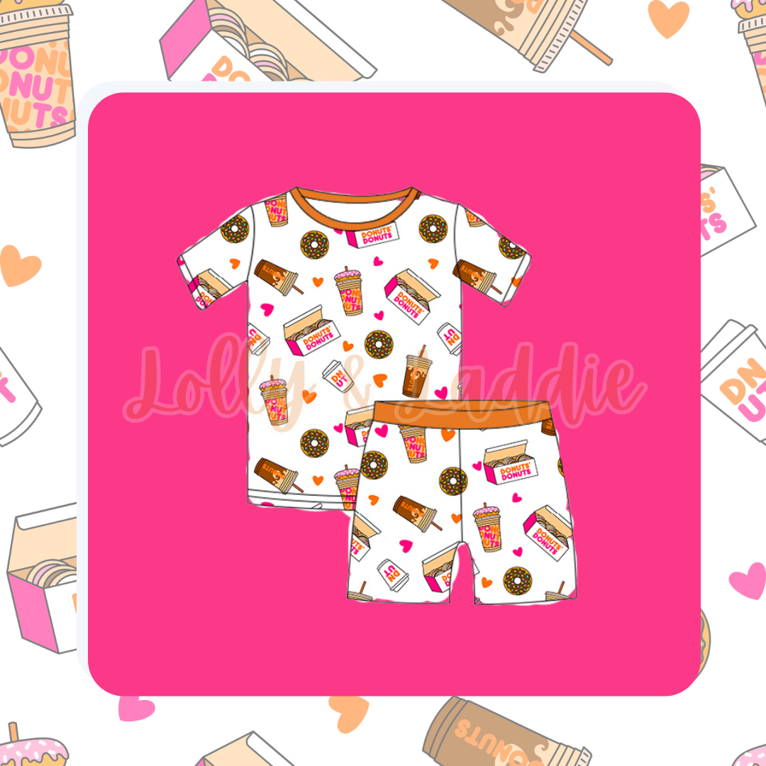 Donuts & Coffee - 2T Kid Short Set (OLD MANUFACTURER/FINAL SALE)