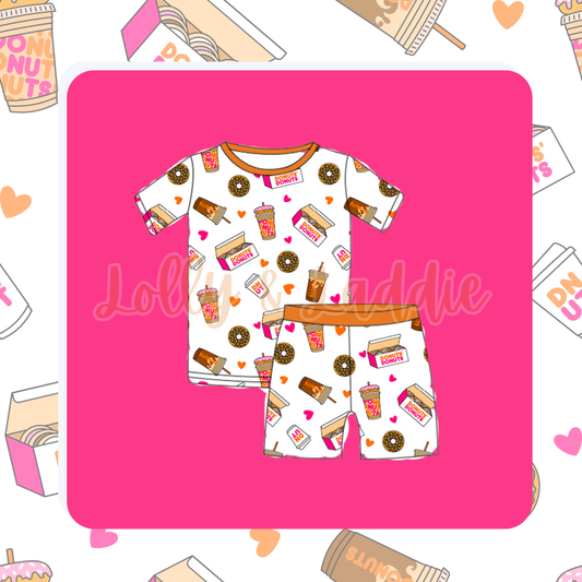 Donuts & Coffee - 2T Kid Short Set (OLD MANUFACTURER/FINAL SALE)
