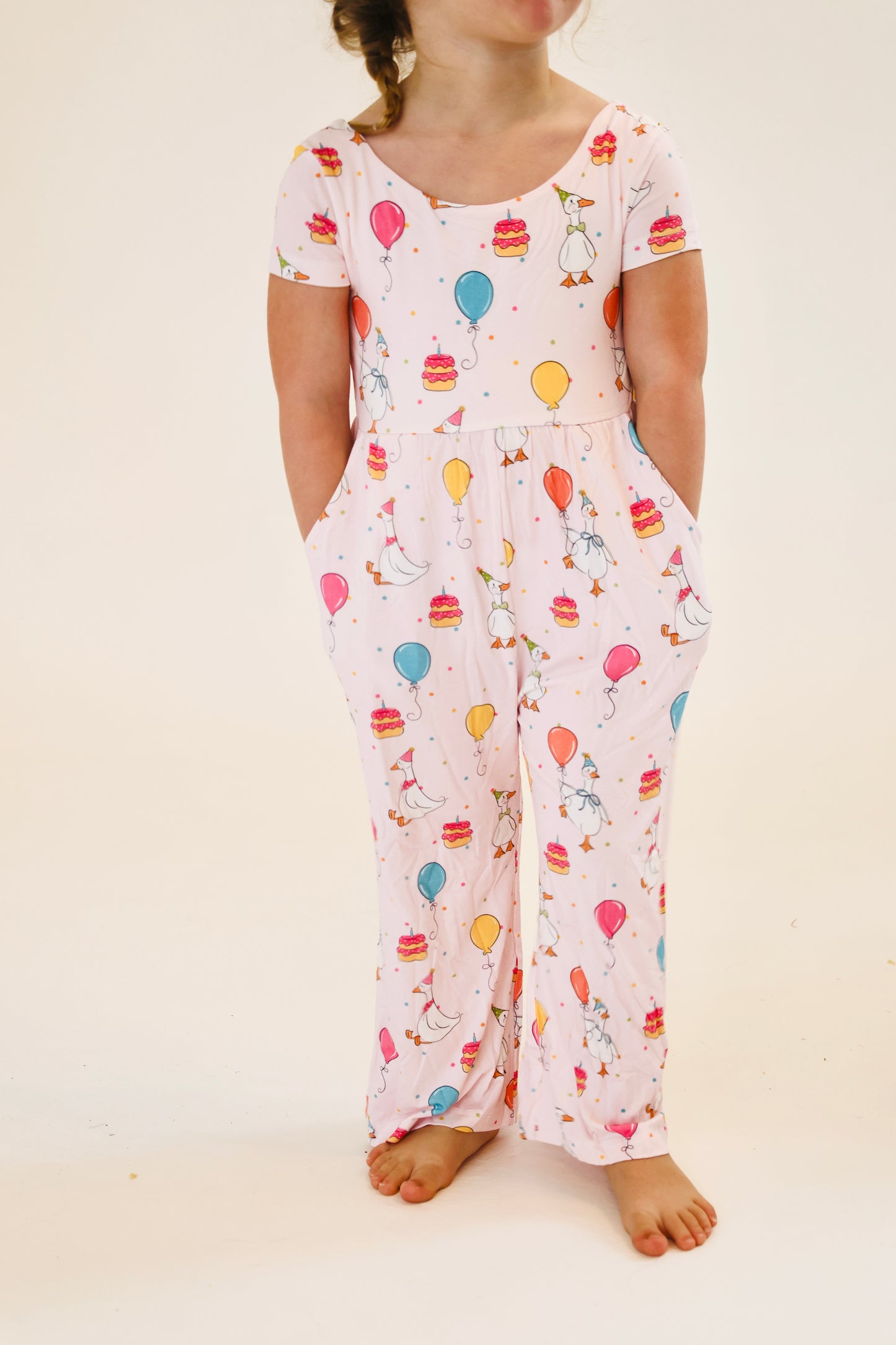 Flappy Birthday (Pink) - Short Sleeve Jumpsuit (READY-TO-SHIP)