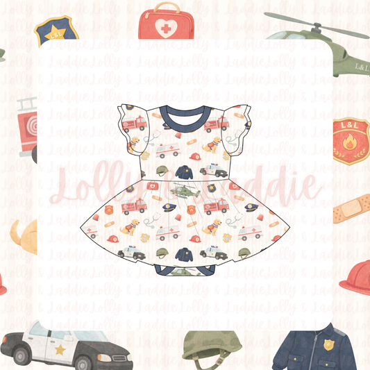 Courage Crew - Short Sleeve Twirl Dress with Bodysuit (READY-TO-SHIP)