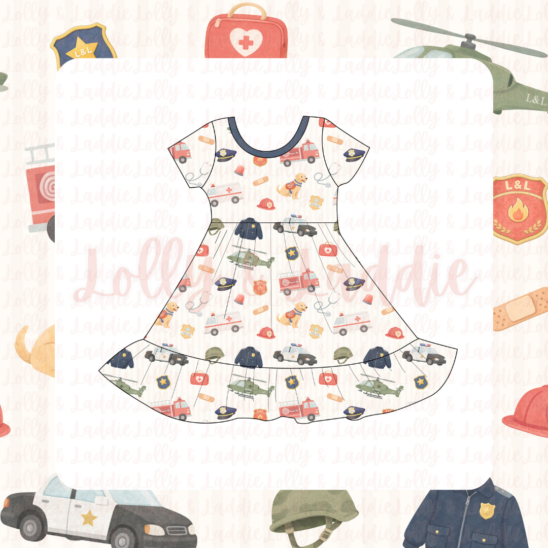 Courage Crew - Short Sleeve Twirl Dress (READY-TO-SHIP)