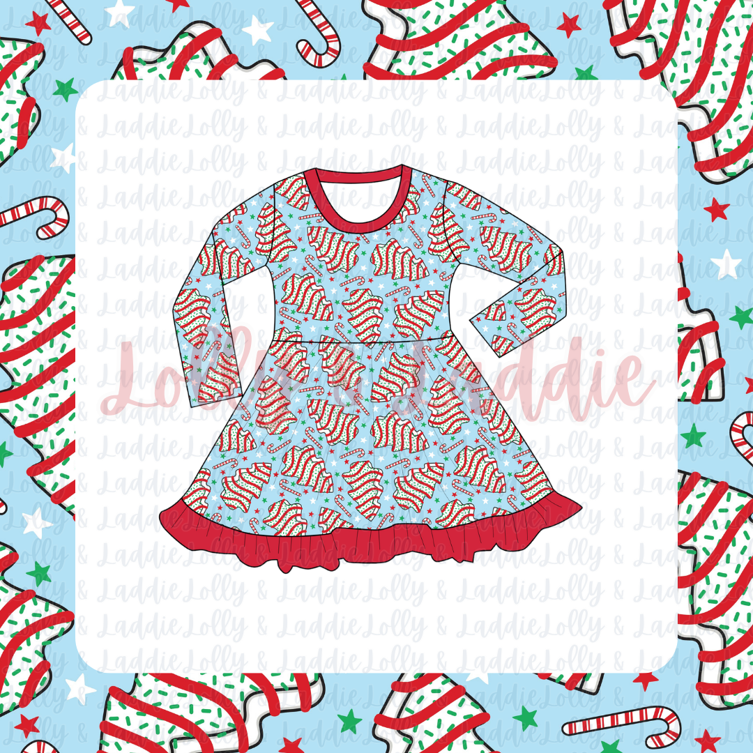 Snackin’ Around The Christmas Tree - Long Sleeve Twirl Dress (PRE-ORDER)