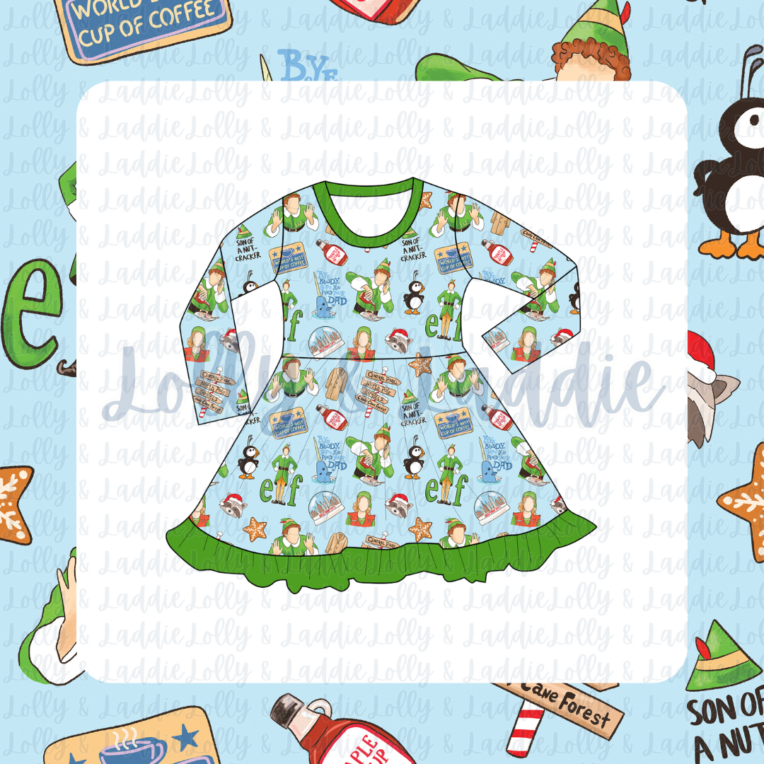 Cotton-Headed Ninny Muggins - Long Sleeve Twirl Dress (PRE-ORDER)