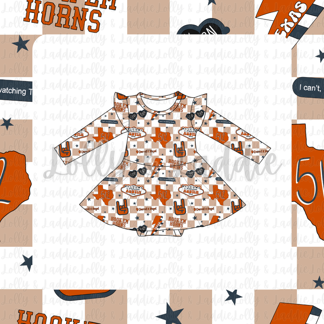 Lone Star Herd - Long Sleeve Twirl Dress with Bodysuit (READY-TO-SHIP)
