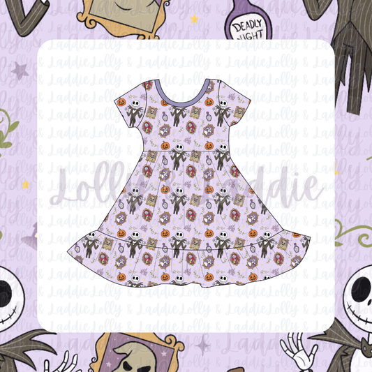 Holly Jolly Haunts - Short Sleeve Twirl Dress (READY-TO-SHIP)