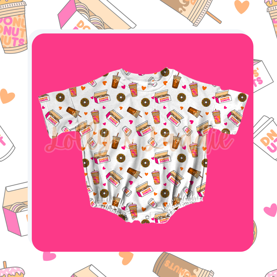 Donuts & Coffee - T-Shirt Bubble Romper (OLD MANUFACTURER/FINAL SALE)