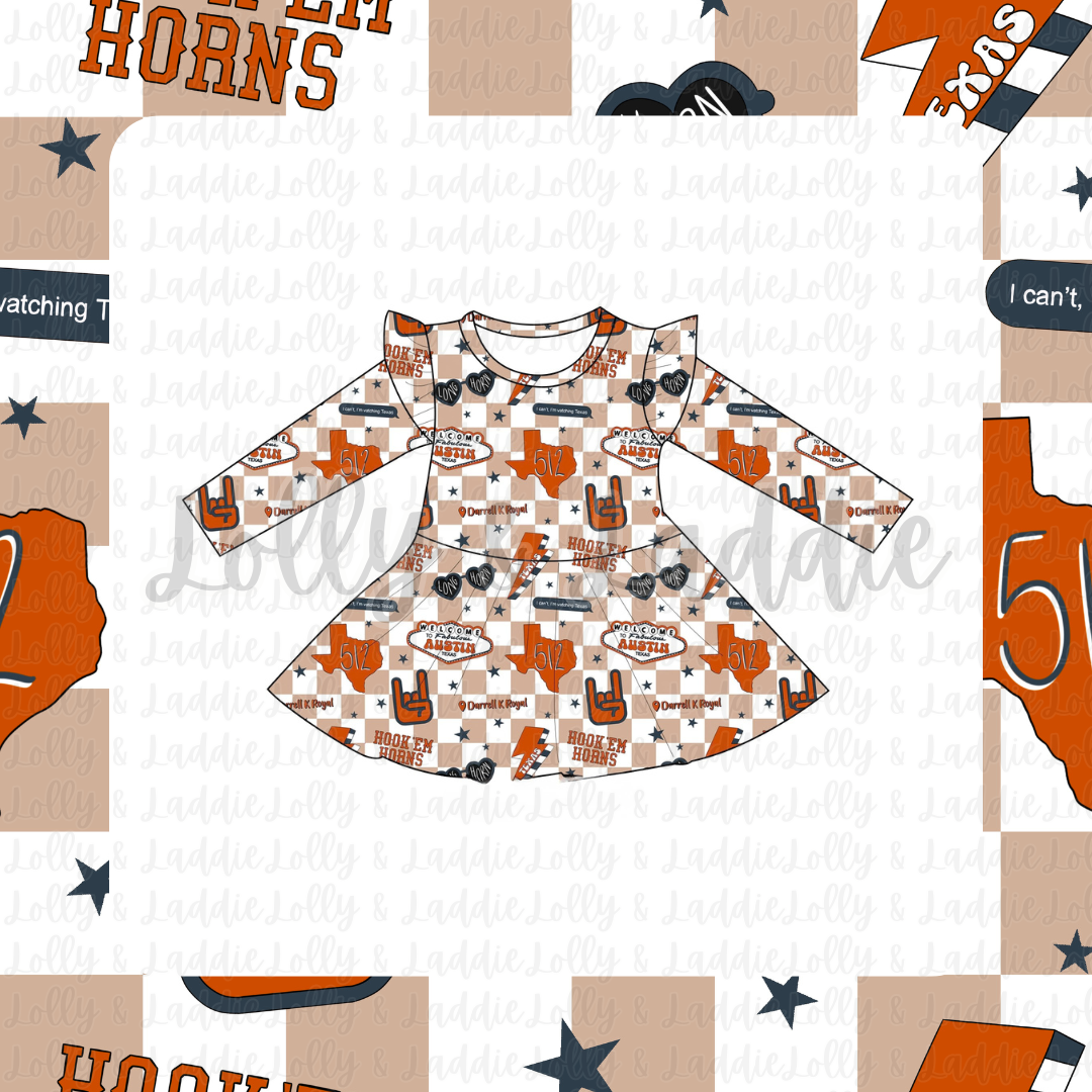 Lone Star Herd - Long Sleeve Twirl Dress (READY-TO-SHIP)