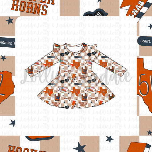 Lone Star Herd - Long Sleeve Twirl Dress (READY-TO-SHIP)