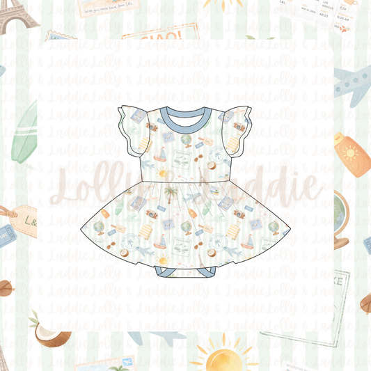 Wish You Were Here - Short Sleeve Twirl Dress with Bodysuit (READY-TO-SHIP)