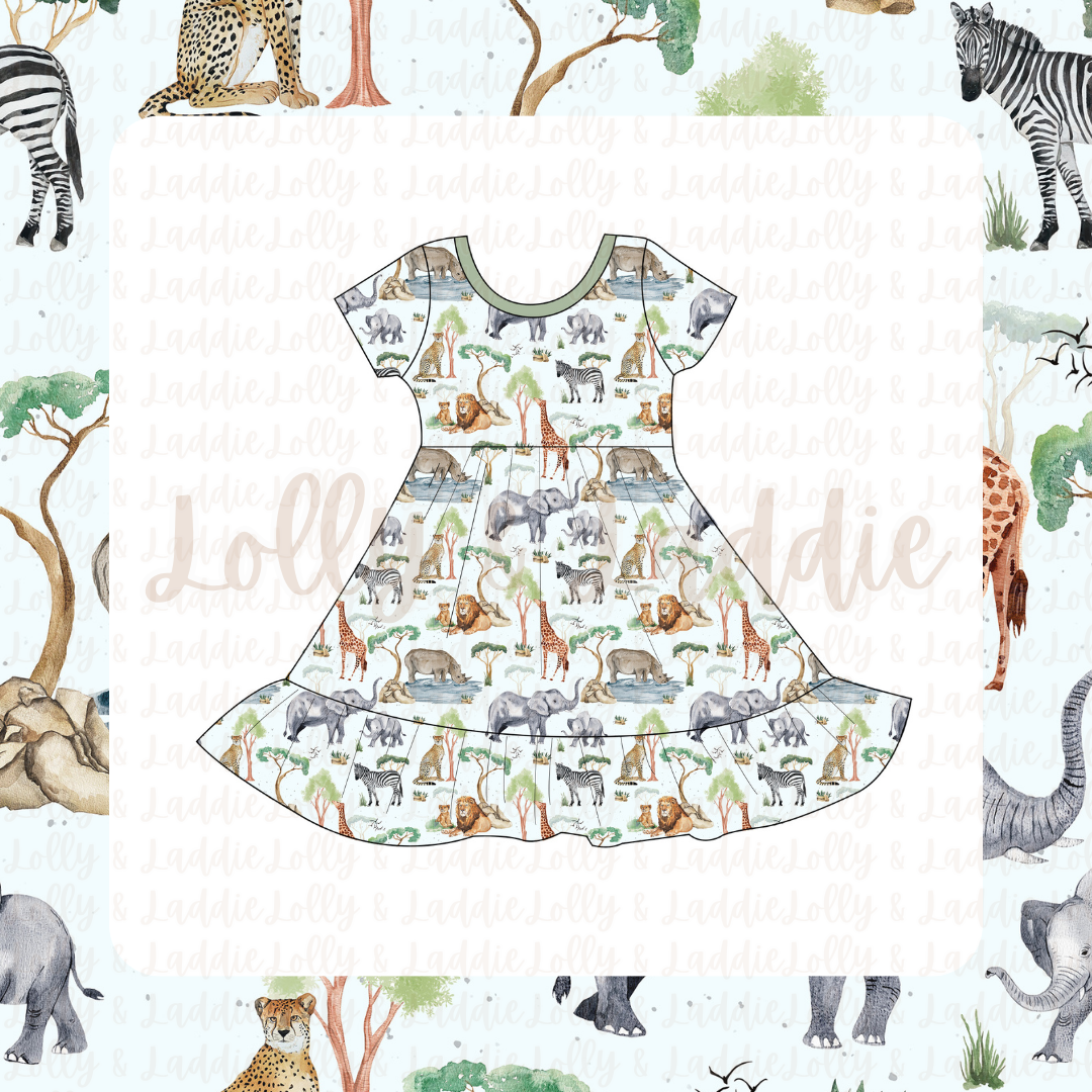 Safari Social - Short Sleeve Twirl Dress (READY-TO-SHIP)