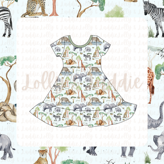 Safari Social - Short Sleeve Twirl Dress (READY-TO-SHIP)