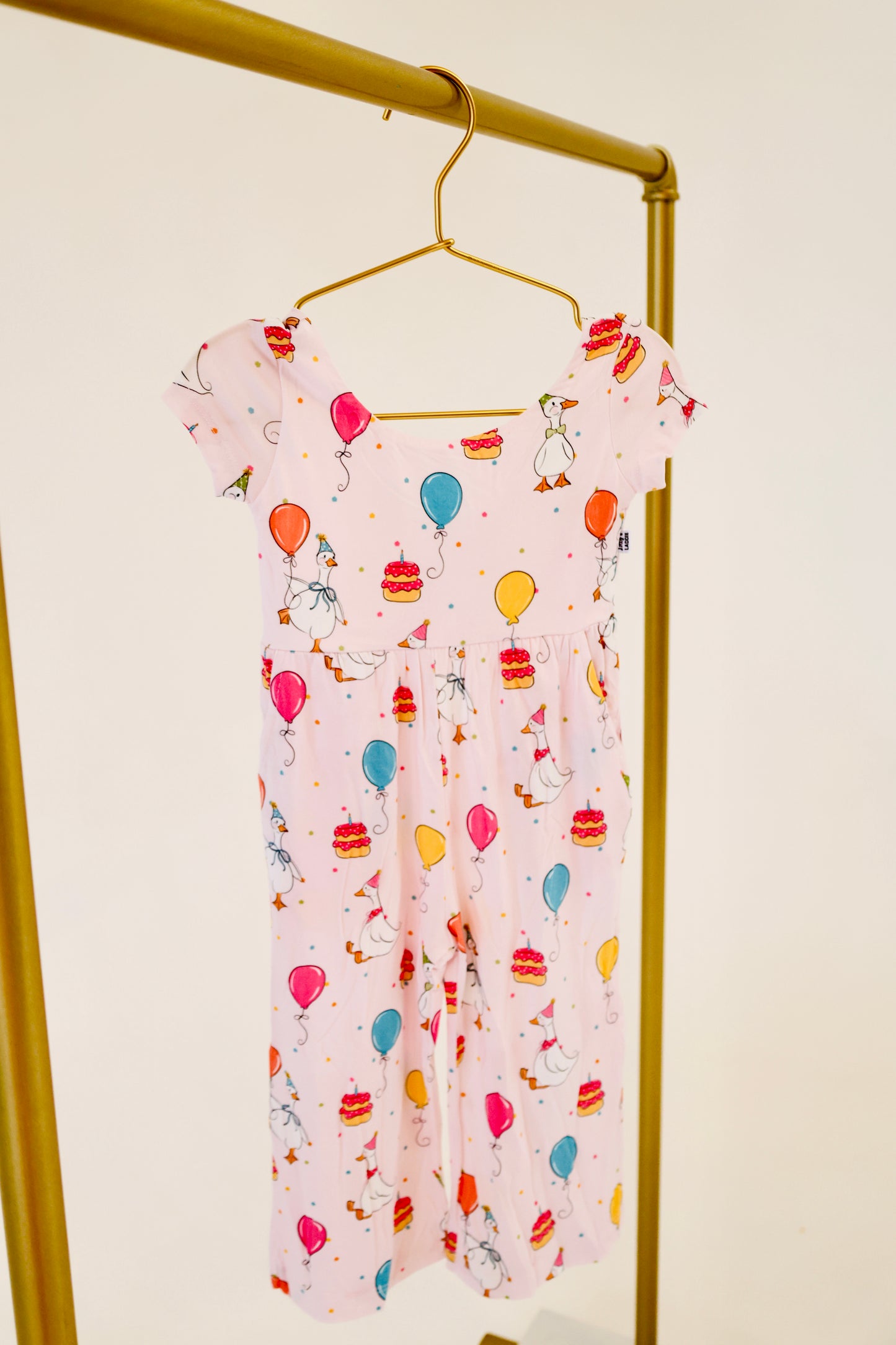 Flappy Birthday (Pink) - Short Sleeve Jumpsuit (READY-TO-SHIP)