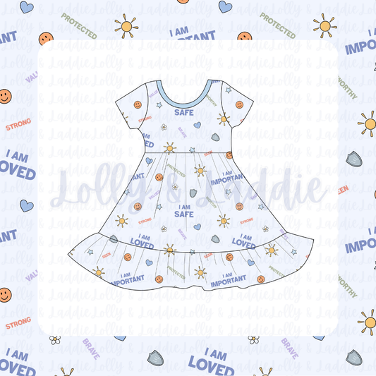 Safe & Loved - Short Sleeve Twirl Dress (READY-TO-SHIP)