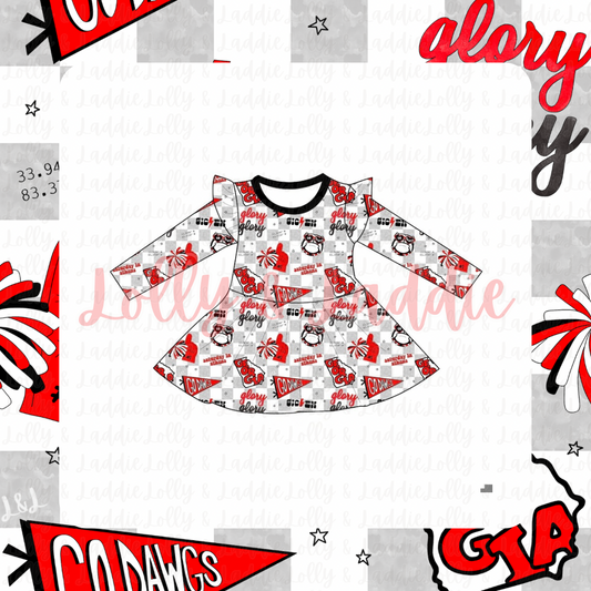 Saturday In Athens - Long Sleeve Twirl Dress (READY-TO-SHIP)