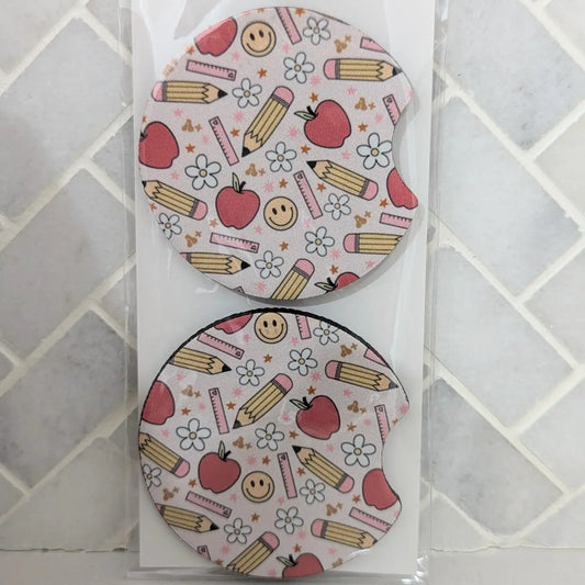 Teacher Doodle - Car Coasters (READY-TO-SHIP)
