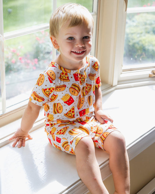 Little Foodies - Short Sleeve Henley Romper (READY-TO-SHIP)
